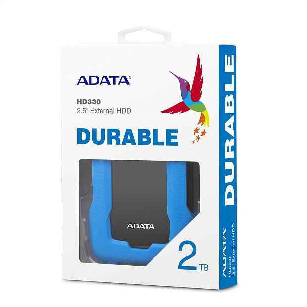 Внешний жесткий диск Portable HDD 2TB ADATA HD330 (Blue), Silicone, USB 3.2 Gen1, 133x89x16mm, 190g - 1