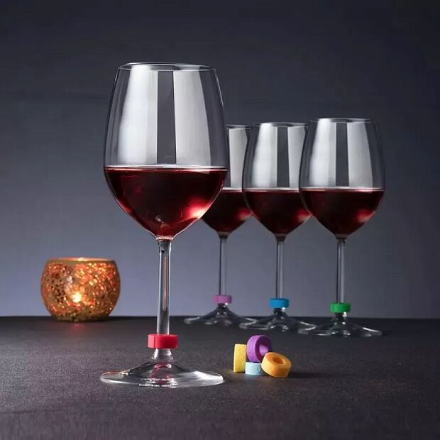 Цветные колечки для бокалов Circle Joy Wine Cup Identification Ring 8шт. - 9